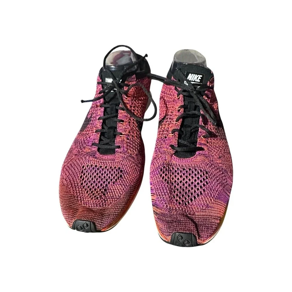 Nike Flyknit Racer Shoes Mens 13 Acai Berry Running Athletic Workout Sneakers